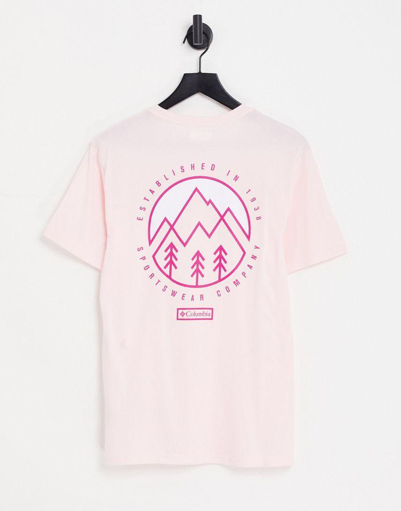 商品Columbia|Columbia Tillamook Way II back print t-shirt in pink Exclusive at ASOS,价格¥216,第1张图片