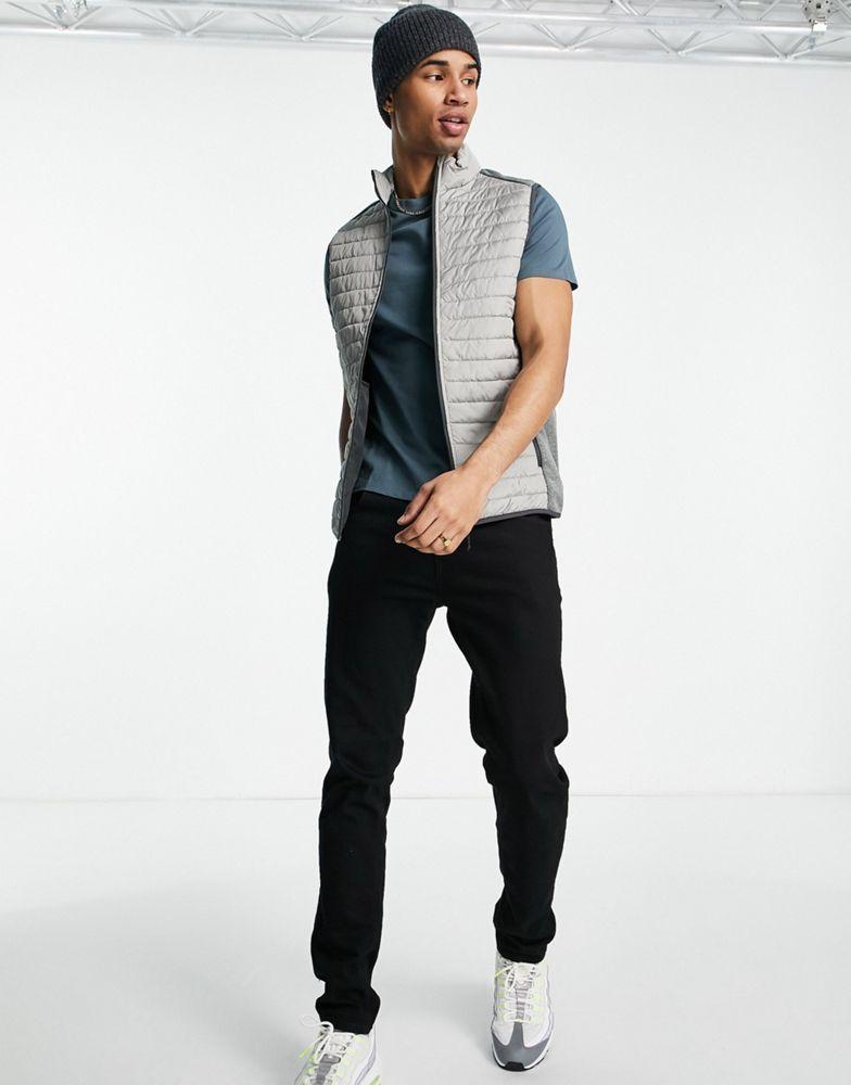 商品Jack & Jones|Jack & Jones Essentials puffer gilet in grey,价格¥284,第4张图片详细描述