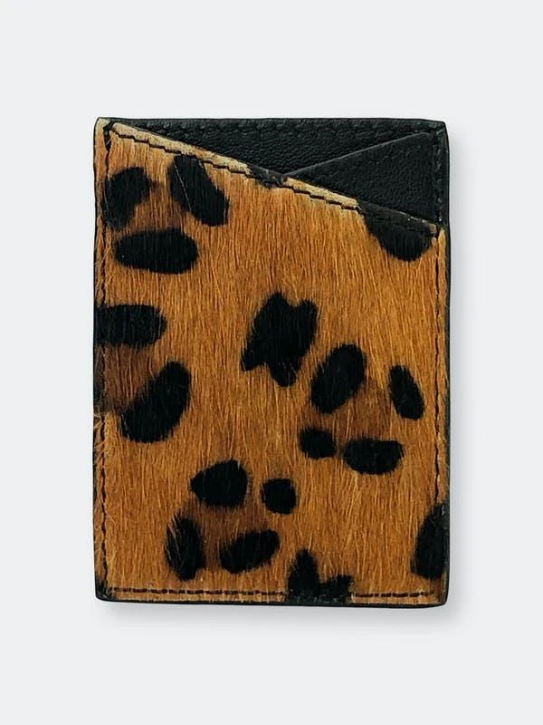 商品HYER GOODS|Leather Sticker Phone Wallet Leopard Hair Calf,价格¥219,第1张图片