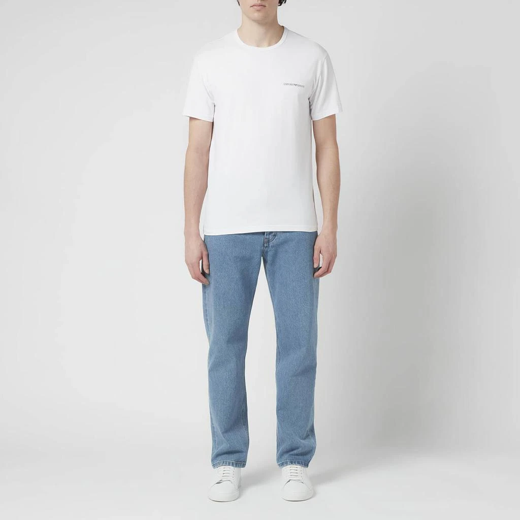商品Emporio Armani|Emporio Armani Men's 2-Pack Stretch Cotton T-Shirts - White/Copy Blue,价格¥207,第3张图片详细描述