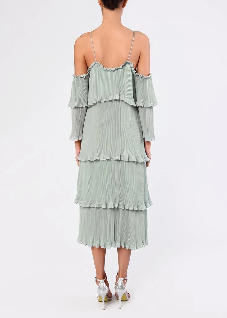 商品True Decadence|True decadence sea foam green pleated tiered cold shoulder midi dress,价格¥696,第2张图片详细描述