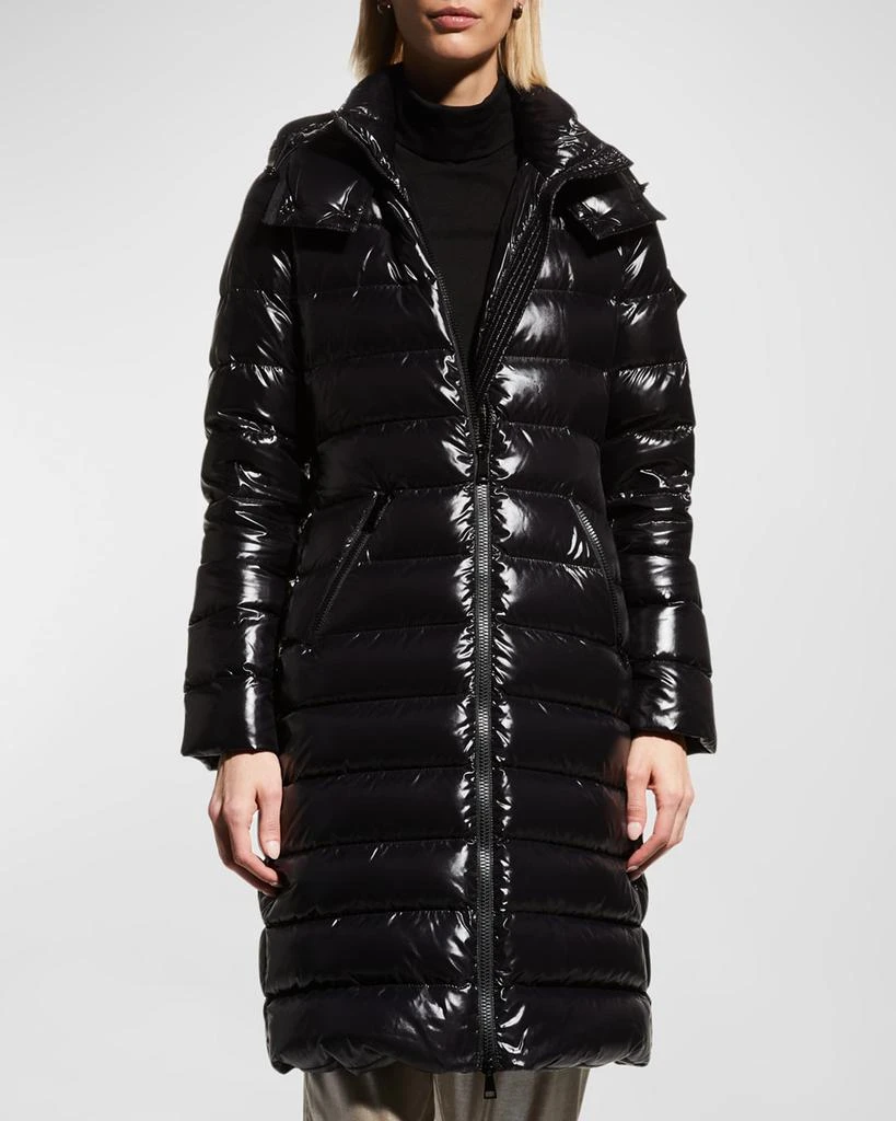 商品Moncler|Moka Shiny Fitted Puffer Coat with Hood,价格¥16053,第2张图片详细描述