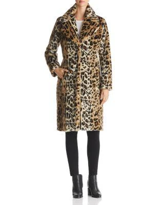 商品KENDALL & KYLIE|KENDALL and KYLIE Leopard Print Faux Fur Coat,价格¥2184,第1张图片