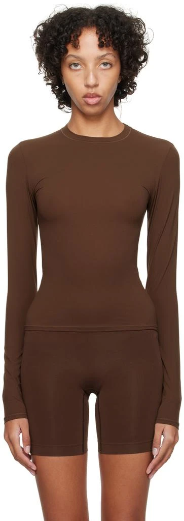 商品SKIMS|Brown Fits Everybody Long Sleeve T-Shirt,价格¥526,第1张图片