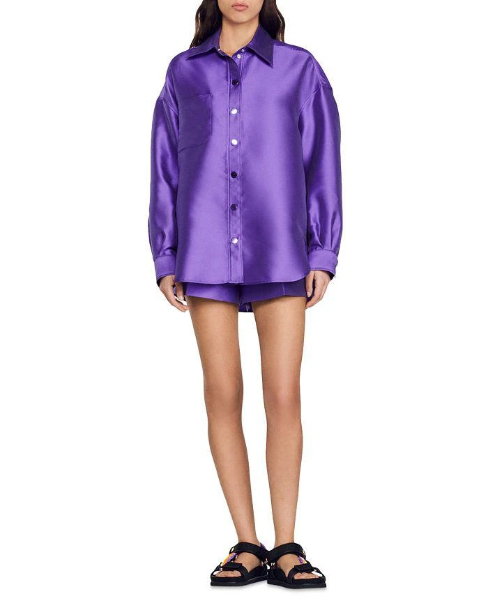 商品Sandro|Effie Satin Oversized Shirt,价格¥2988,第4张图片详细描述