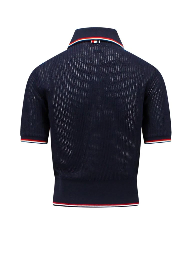 商品Thom Browne|Thom Browne Stripe Detailed Knitted Polo Shirt,价格¥3295,第2张图片详细描述