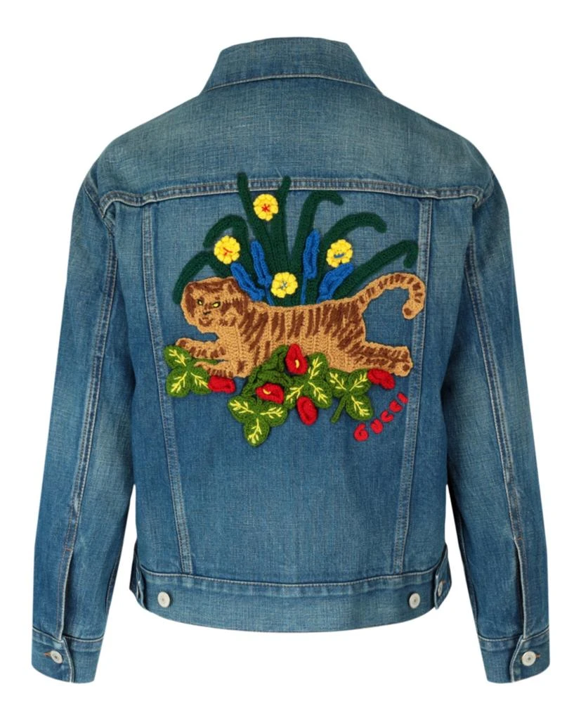 商品Gucci|Tiger Denim Jacket With Embroidery,价格¥11274,第2张图片详细描述