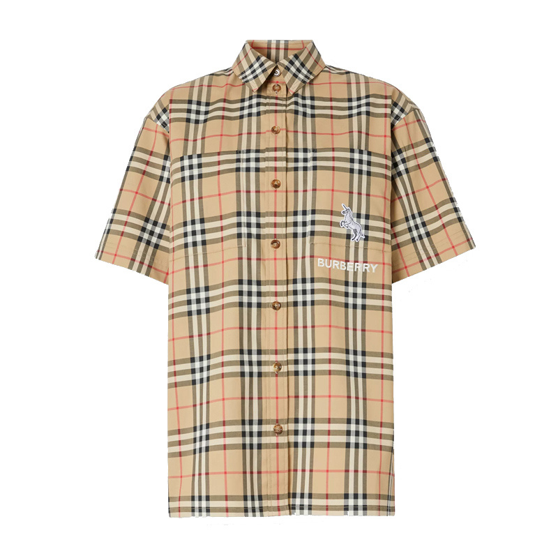 商品Burberry|Burberry 女士格纹短袖衬衫  8032393,价格¥2303,第1张图片
