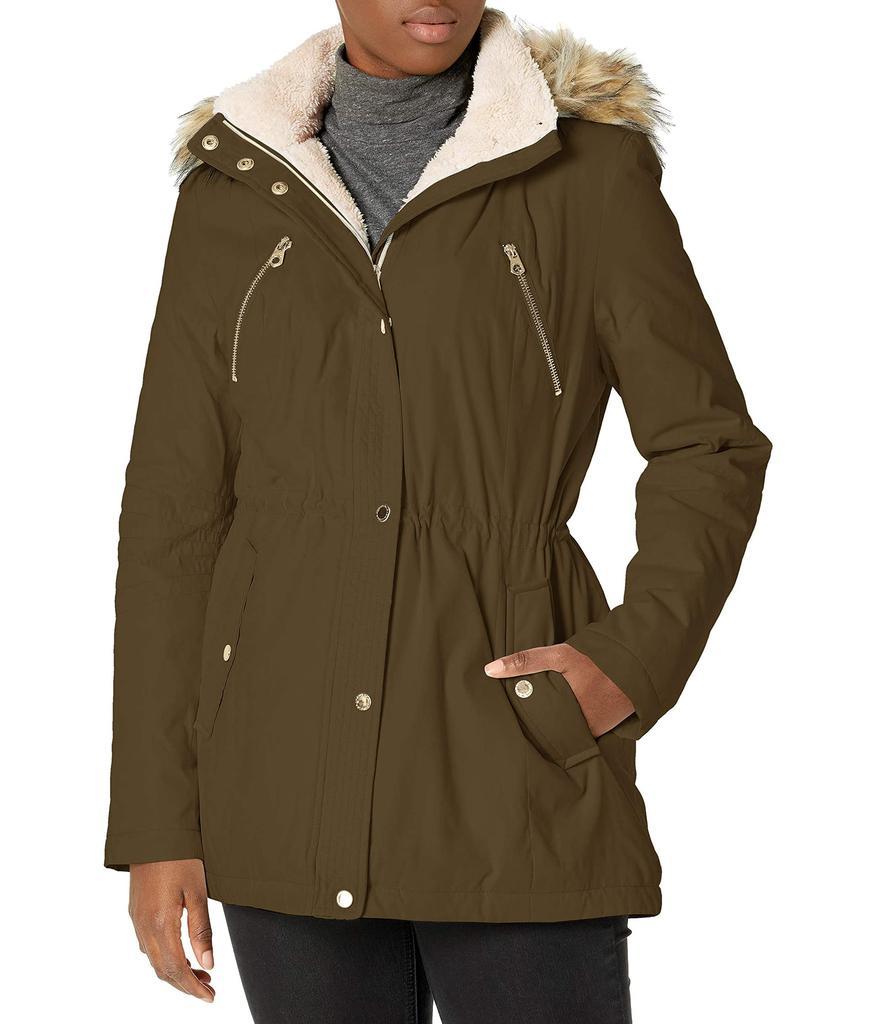 商品Nautica|Women's Microfiber Parka Anorak Jacket with Faux Fur Hooded Trim,价格¥1473,第1张图片