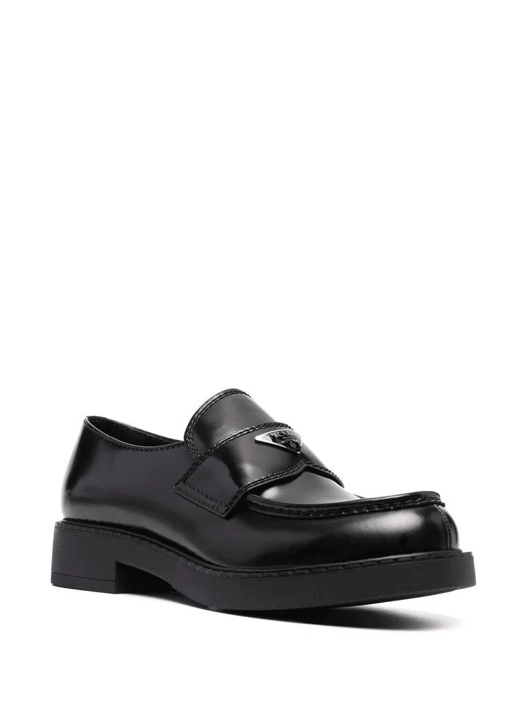 商品Prada|PRADA logo-plaque chunky heel loafers,价格¥7410,第3张图片详细描述