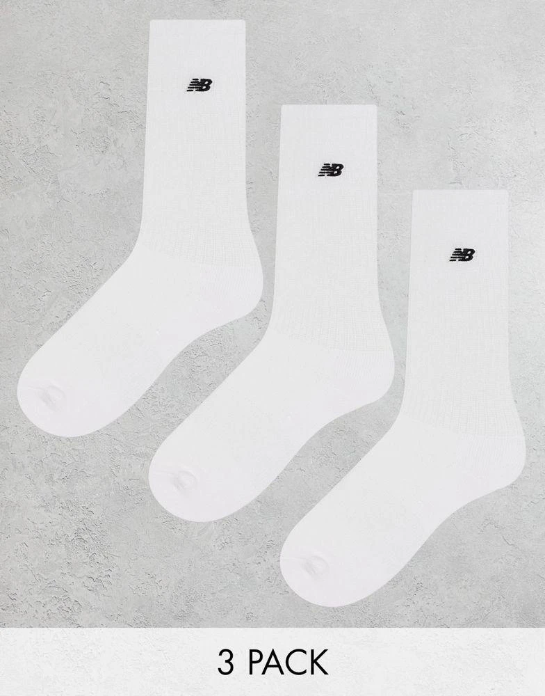 商品New Balance|New Balance embroidered logo crew socks 3 pack in white,价格¥147,第1张图片