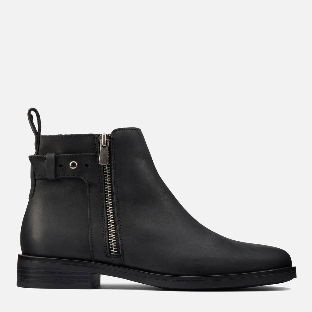 商品Clarks|Clarks Women's Memi Lo Leather Flat Ankle Boots - Black,价格¥577,第1张图片