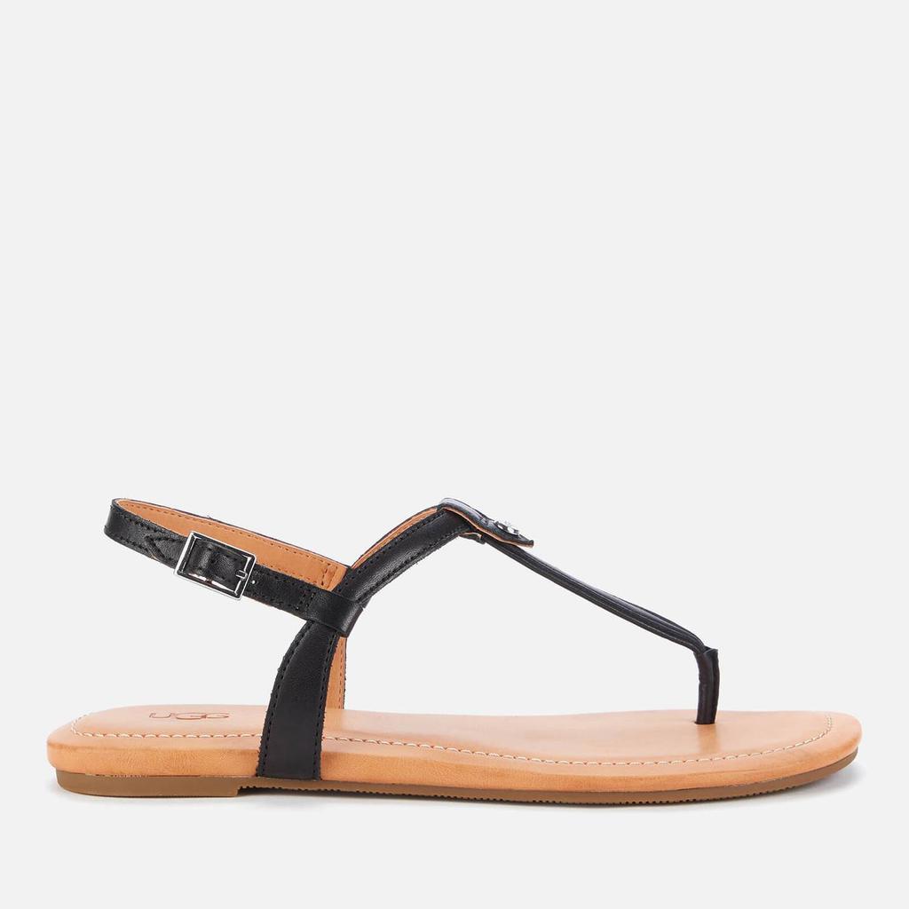 商品UGG|UGG Women's Madeena Leather Toe Post Sandals - Black,价格¥492,第1张图片