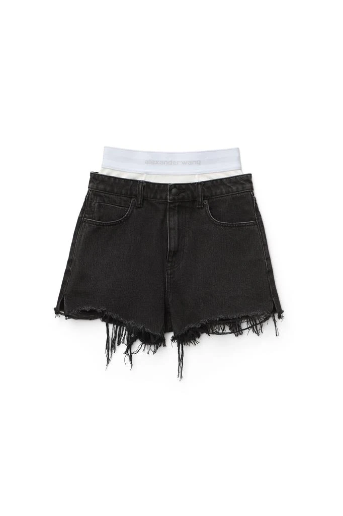 商品Alexander Wang|LOGO ELASTIC BRIEF LAYER SHORT IN DENIM,价格¥1059,第1张图片