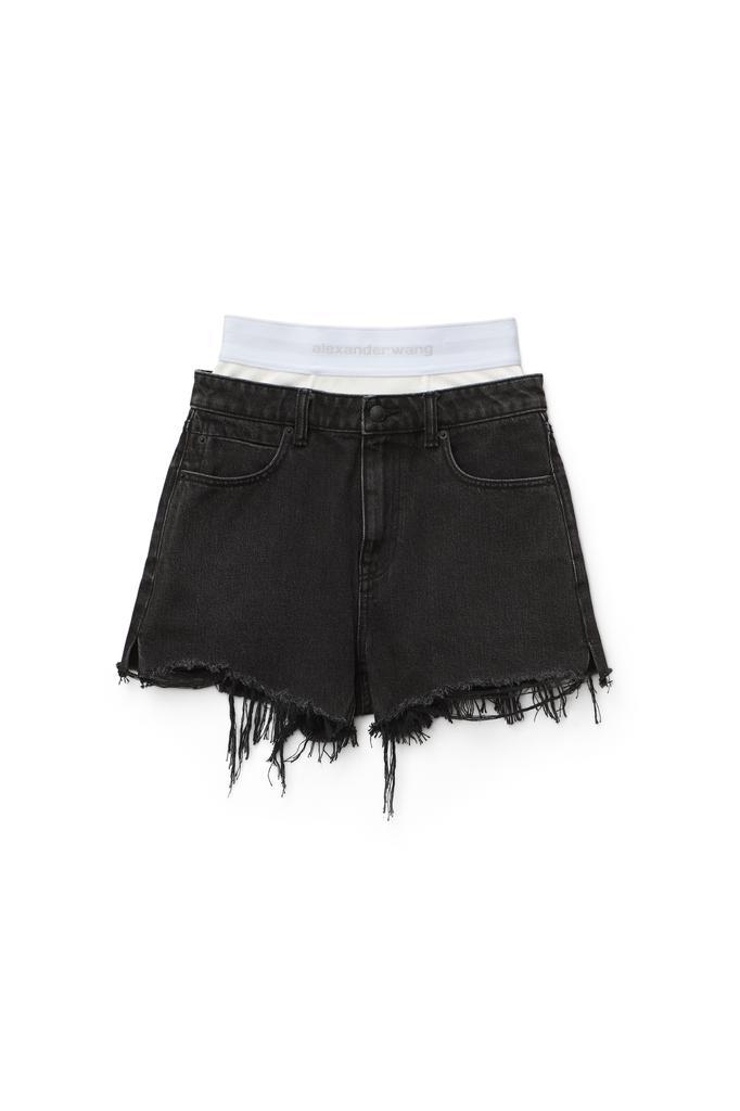 商品Alexander Wang|LOGO ELASTIC BRIEF LAYER SHORT IN DENIM,价格¥1946,第1张图片