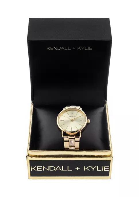 商品KENDALL & KYLIE|Gold Tone Metal Stone Studded Link Analog Watch,价格¥558,第6张图片详细描述