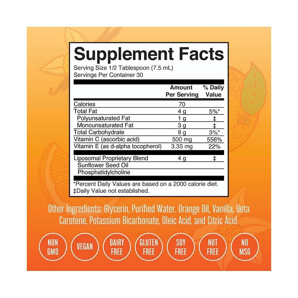 商品MaryRuth Organics|Vitamin C Liposomal, Citrus & Vanilla, 8oz,价格¥217,第3张图片详细描述