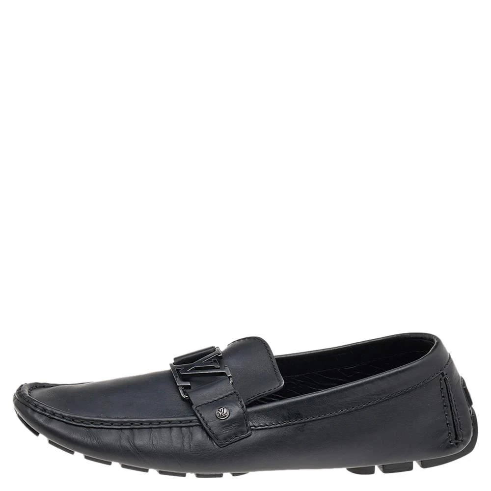 商品[二手商品] Louis Vuitton|Louis Vuitton Black Leather Monte Carlo Slip on Loafers Size 45,价格¥4018,第2张图片详细描述