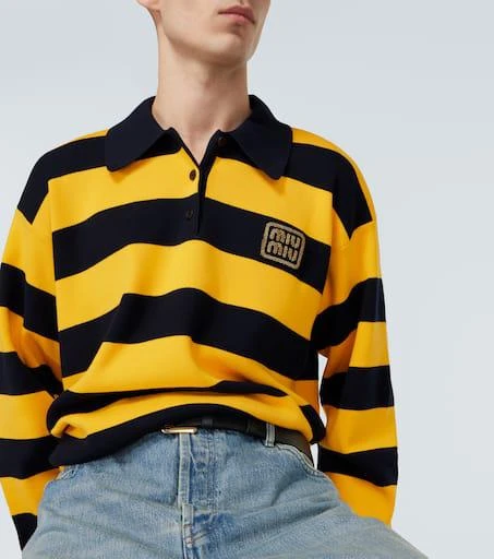 商品Miu Miu|Striped cotton-blend polo sweater,价格¥14496,第5张图片详细描述