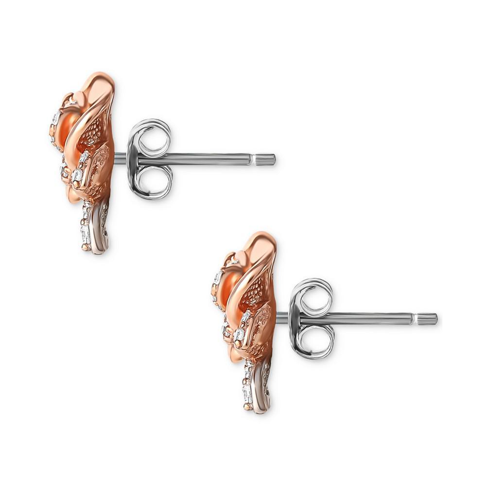 商品Disney|Cubic Zirconia Rose Beauty & The Beast Stud Earrings in Sterling Silver & 18k Rose Gold-Plate,价格¥279,第6张图片详细描述