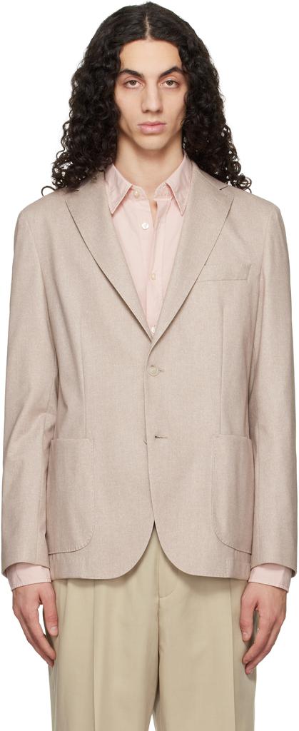 Blazer beige ajusté en mélange de coton image 2