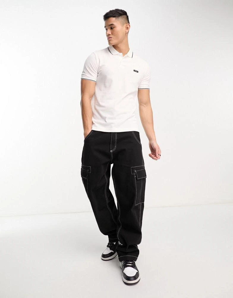 商品Calvin Klein|Calvin Klein box logo slim fit polo shirt in white,价格¥794,第3张图片详细描述