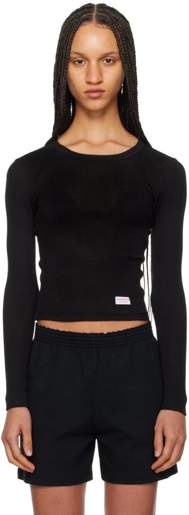 商品Alexander Wang|Black Ribbed Long Sleeve T-Shirt,价格¥332,第1张图片