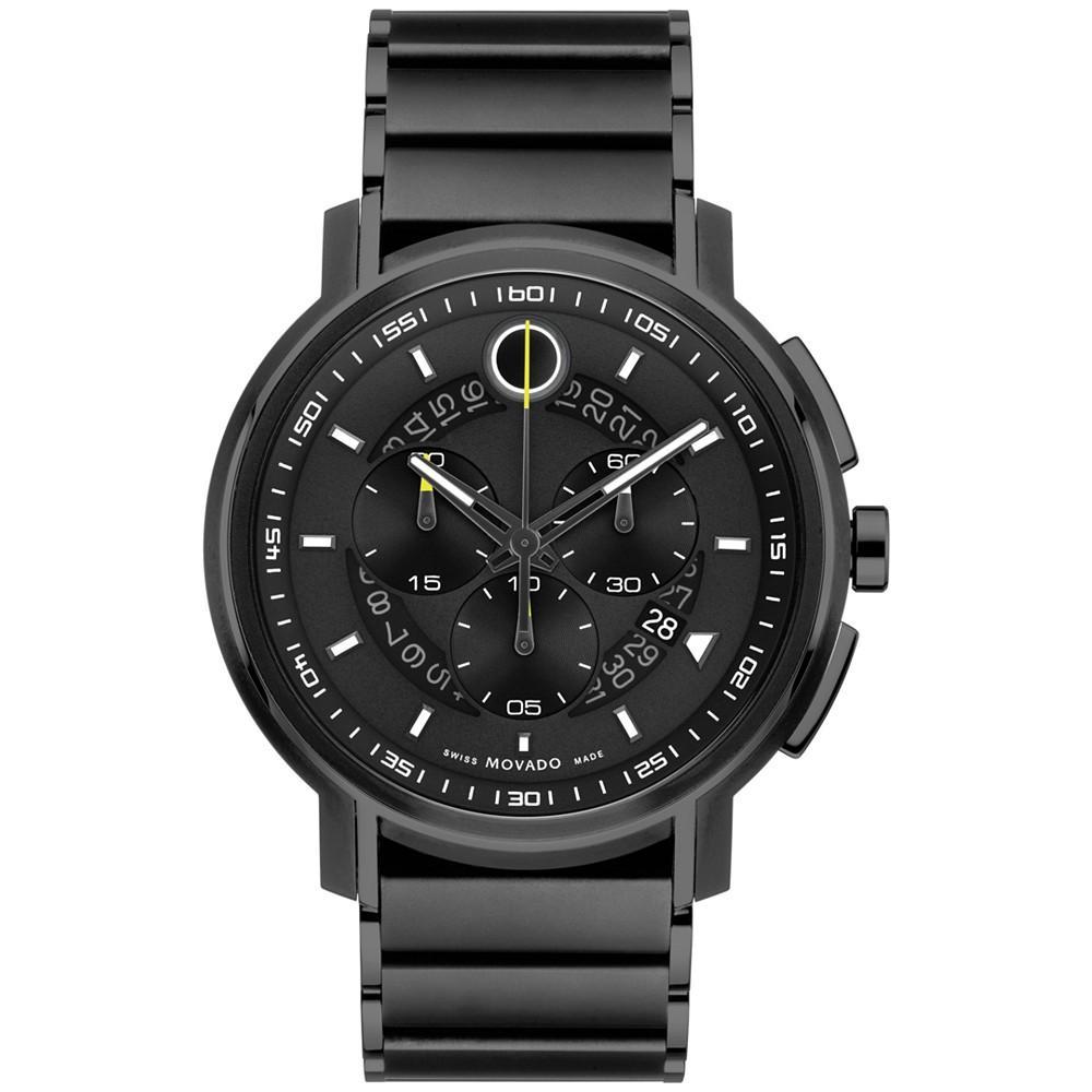 商品Movado|Men's Swiss Chronograph Strato Gray Black PVD Bracelet Watch 44mm,价格¥16416,第1张图片