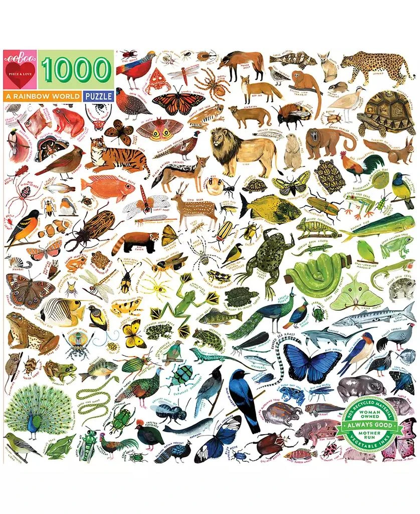 商品Eeboo|Piece and Love A Rainbow World 1000 Piece Square Adult Jigsaw Puzzle Set,价格¥165,第1张图片