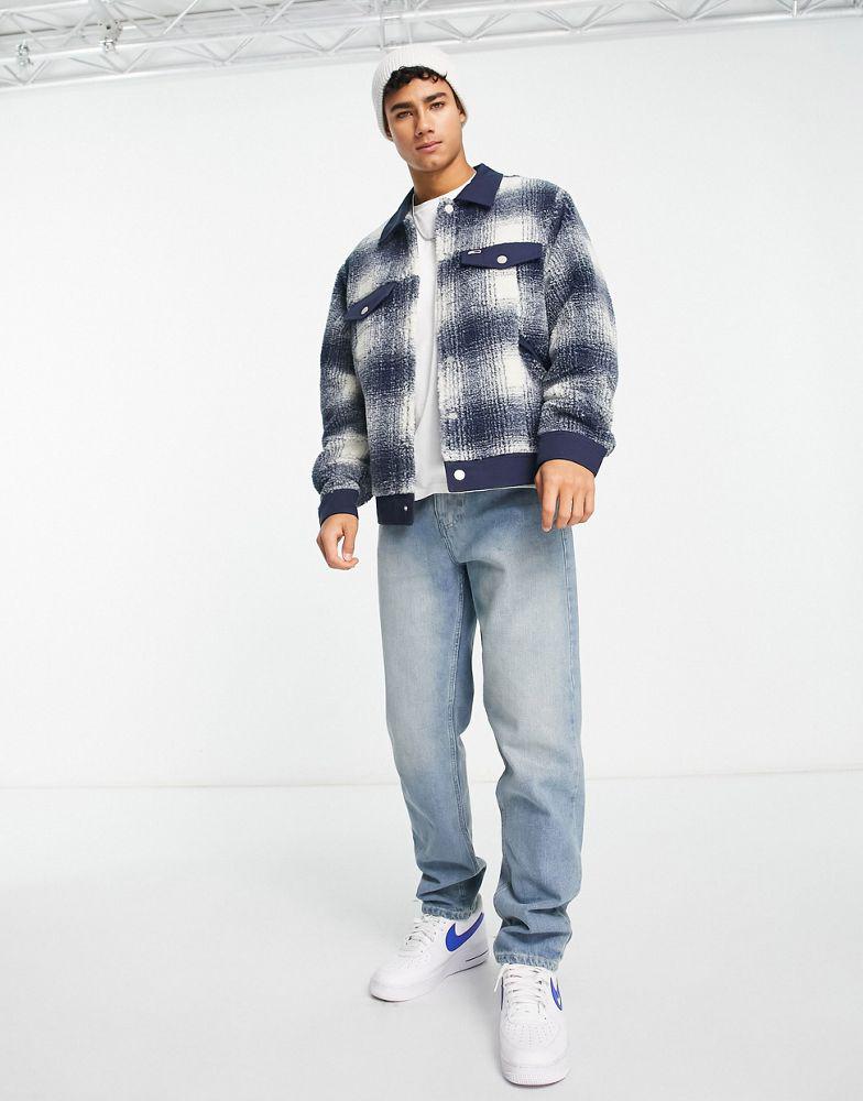 Tommy Jeans check trucker jacket in blue商品第4张图片规格展示