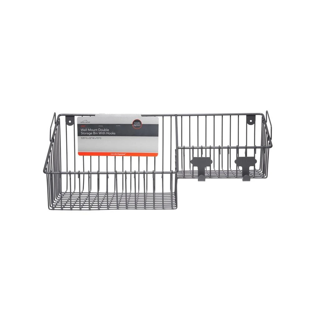 商品Spectrum|Finley Wall Mount Double Storage Bin with Hook Station,价格¥291,第2张图片详细描述