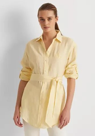 商品Ralph Lauren|Ralph Lauren Striped Logo Linen Shirt,价格¥325,第1张图片