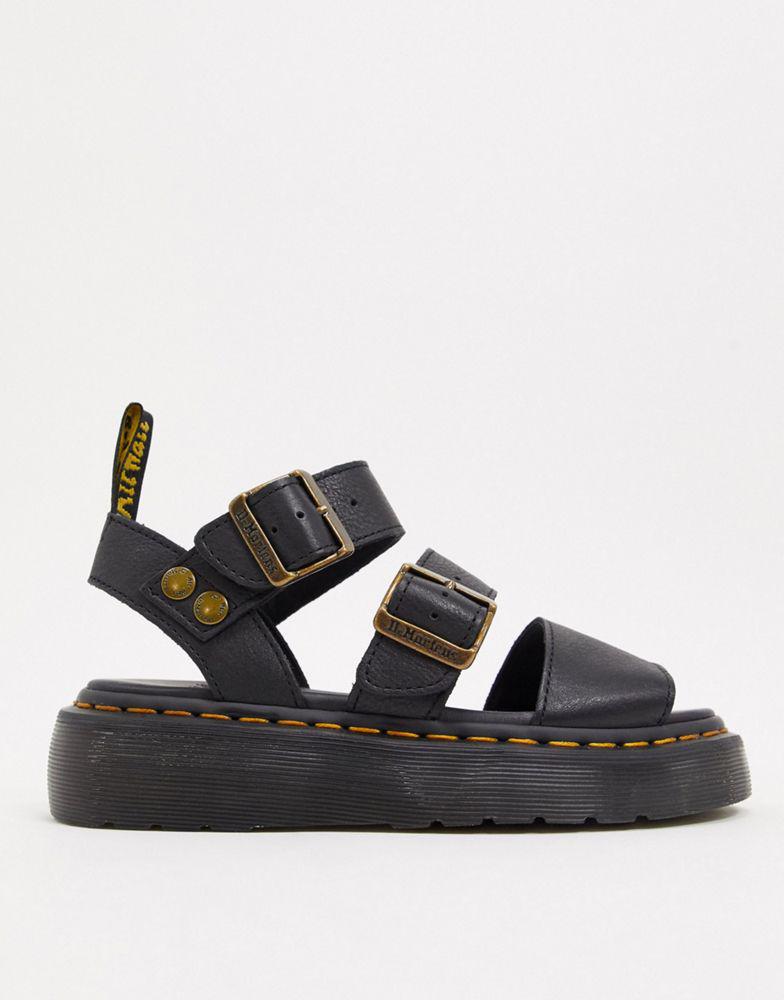 Dr Martens Gryphon Quad leather chunky sandals with gold hardware in black商品第2张图片规格展示