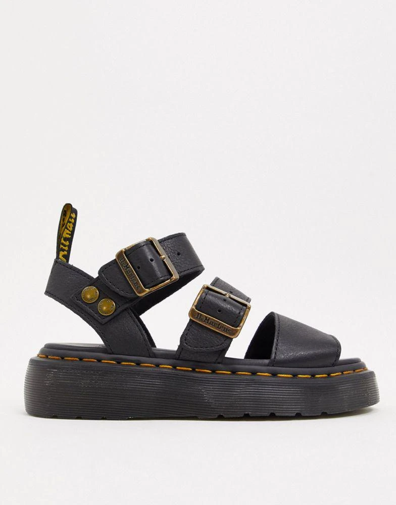 商品Dr. Martens|Dr Martens Gryphon Quad leather chunky sandals with gold hardware in black,价格¥1066,第2张图片详细描述