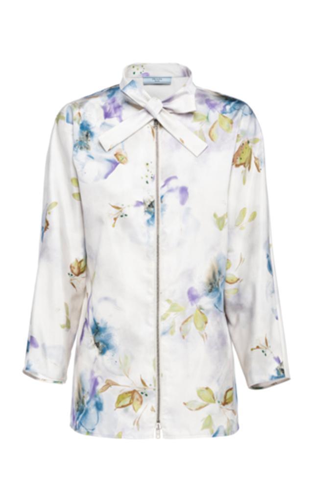 商品Prada|Prada - Women's Printed Radzmire Tie-Neck Top - Moda Operandi,价格¥13386,第1张图片