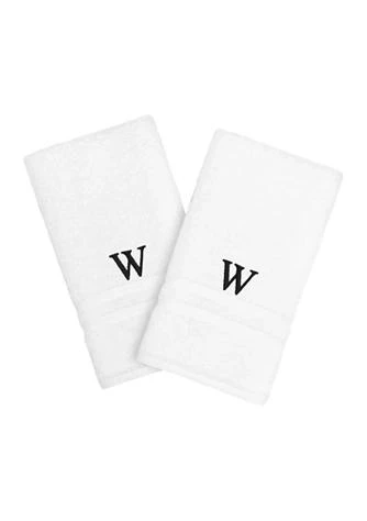 商品Linum Home Textiles|Home Personalized Denzi Hand Towels Set Of 2 In Black Font,价格¥562,第1张图片