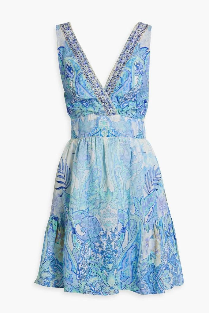 商品Camilla|Embellished printed linen mini dress,价格¥1037,第1张图片
