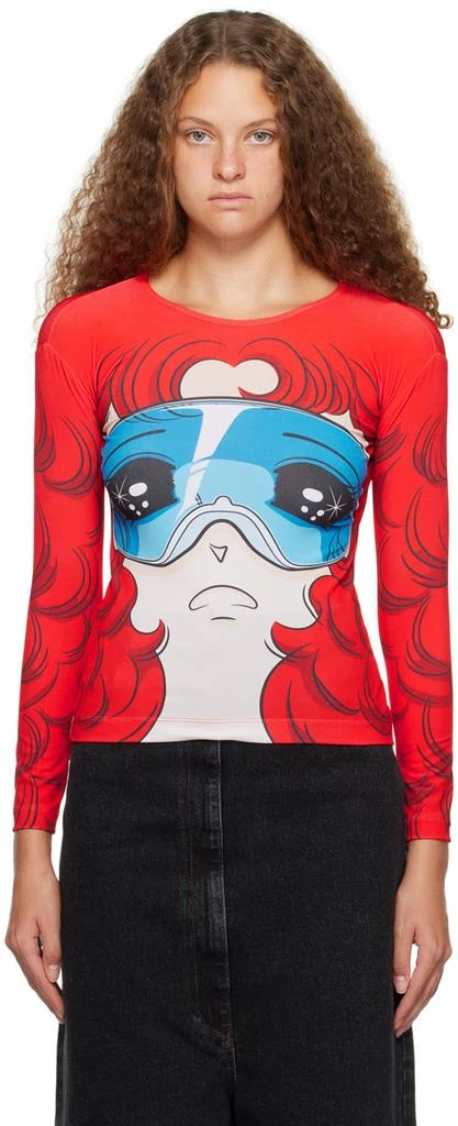 商品pushBUTTON|SSENSE Exclusive Red Goggles Girl Long Sleeve T-Shirt,价格¥795,第1张图片