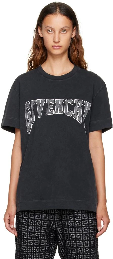 商品Givenchy|Black Chenille Appliqué T-Shirt,价格¥2426,第1张图片