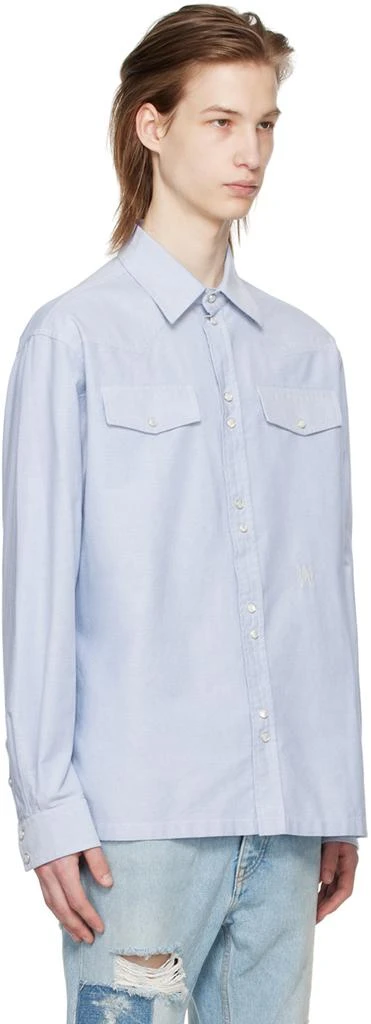 商品Palm Angels|Blue Embroidered Shirt,价格¥2326,第2张图片详细描述