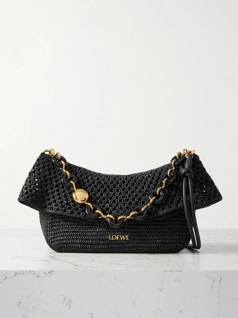 商品Loewe|X Paula's Ibiza “ola” 带缀饰皮革边饰拉菲草单肩包,价格¥17592,第1张图片