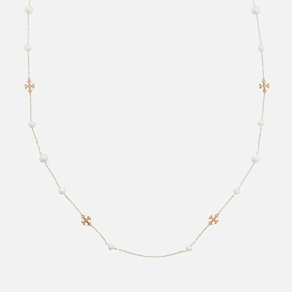 商品Tory Burch|Tory Burch Women's Kira Pearl Long Necklace - Tory Gold/Ivory,价格¥1786,第1张图片