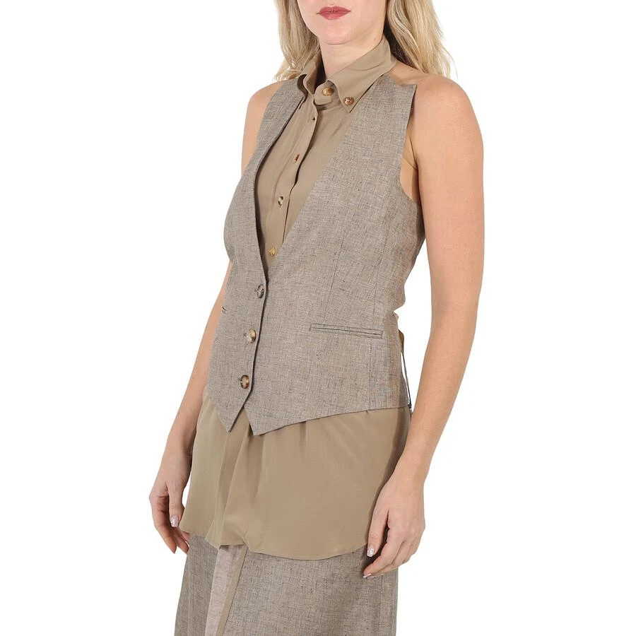 商品Burberry|Ladies Cedar Brown Melange Silk Shirt Detail Linen Remodeled Vest,价格¥1803,第2张图片详细描述