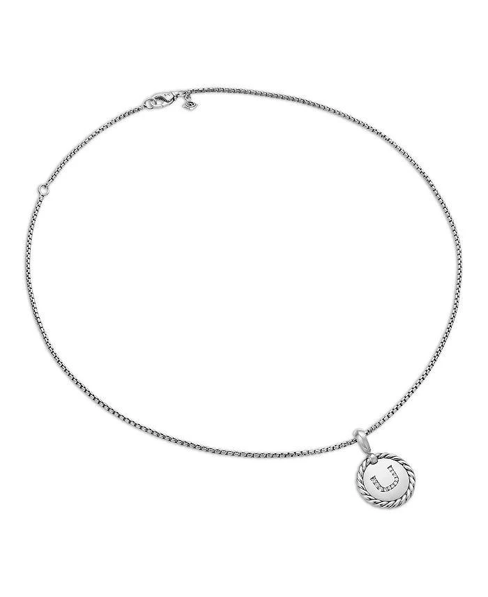 商品David Yurman|Sterling Silver Cable Collectibles Initial Charm Necklace with Diamonds, 18",价格¥4382,第5张图片详细描述