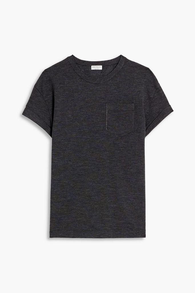 商品Brunello Cucinelli|Bead-embellished wool-blend jersey T-shirt,价格¥8841,第1张图片
