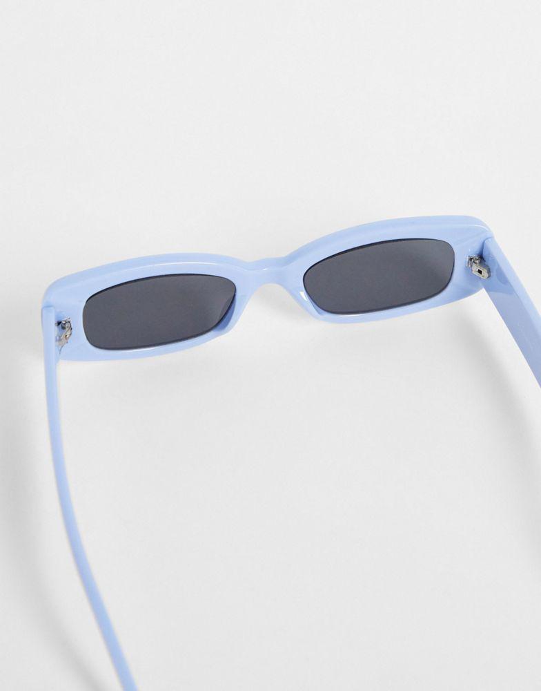 ASOS DESIGN rectangle sunglasses with smoke lens in blue - MBLUE商品第2张图片规格展示