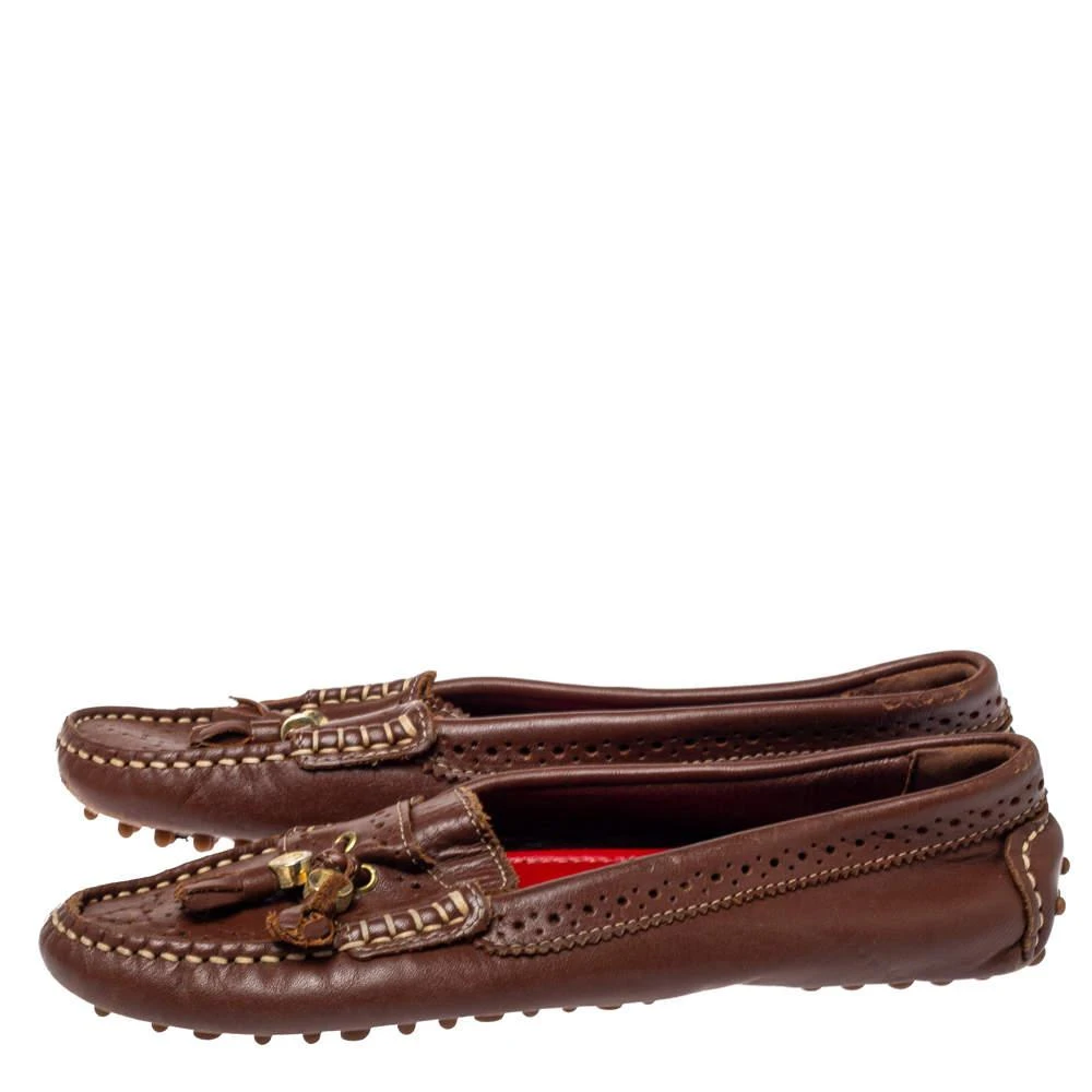 商品[二手商品] Carolina Herrera|CH Carolina Herrera Brown Perforated Leather Fringe Loafer Size 36,价格¥807,第4张图片详细描述