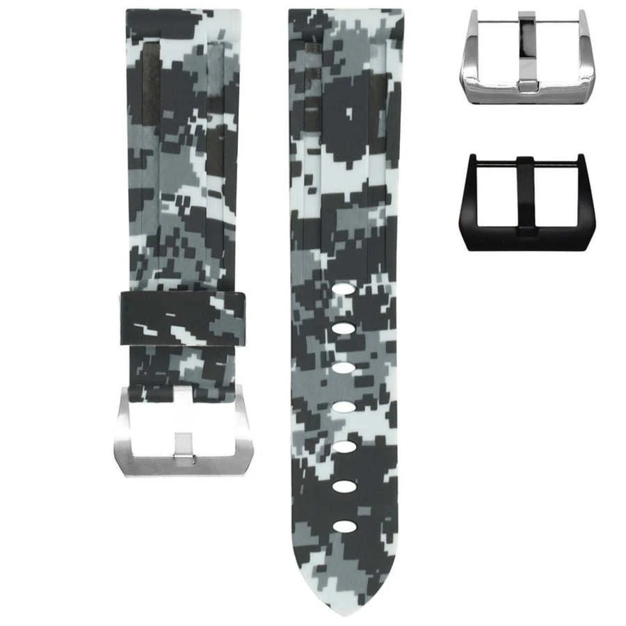 商品Horus Watch Straps|For Tudor Black Bay Straight Lug Snow Digi Camo Rubber Watch Band 22MMSL-SWCD-TBB,价格¥1154,第1张图片