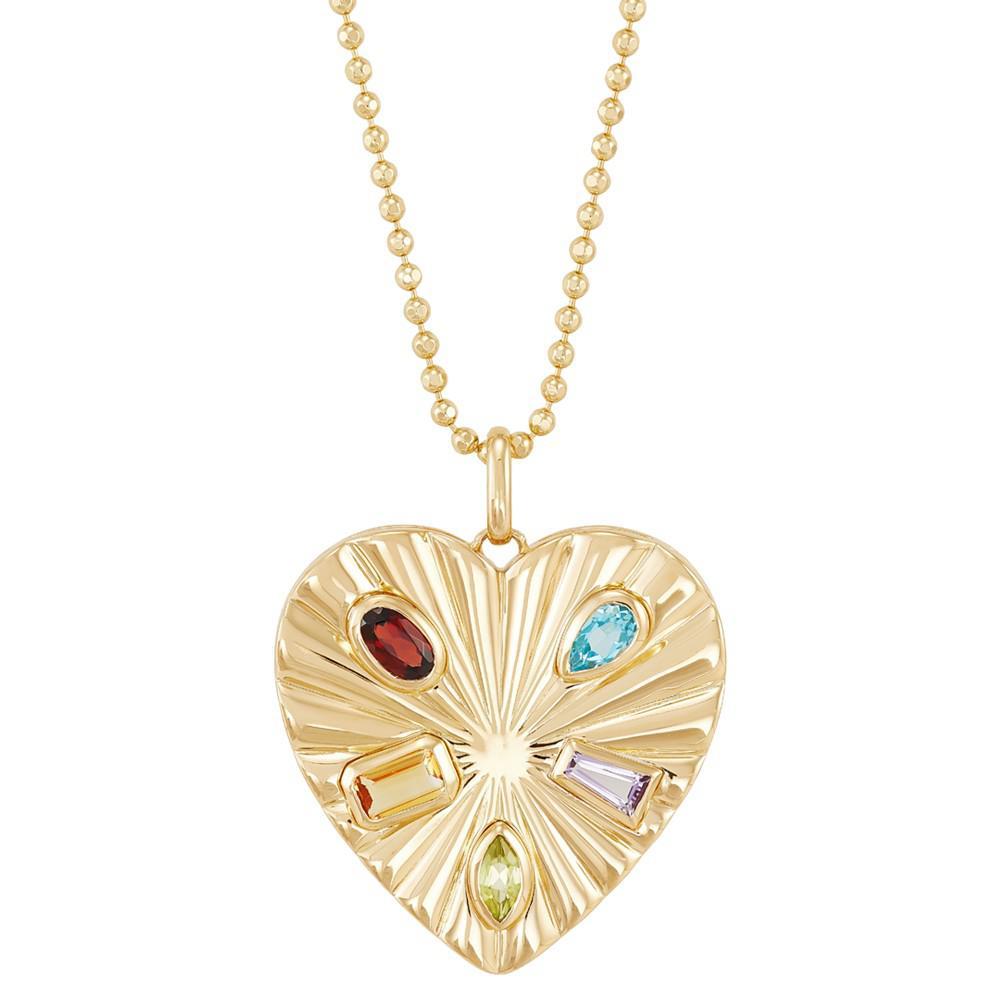 商品Macy's|Multi-Stone (1 ct.tw.) 18" Heart Pendant Necklace in 14k Gold-Plated Sterling Silver,价格¥692,第1张图片