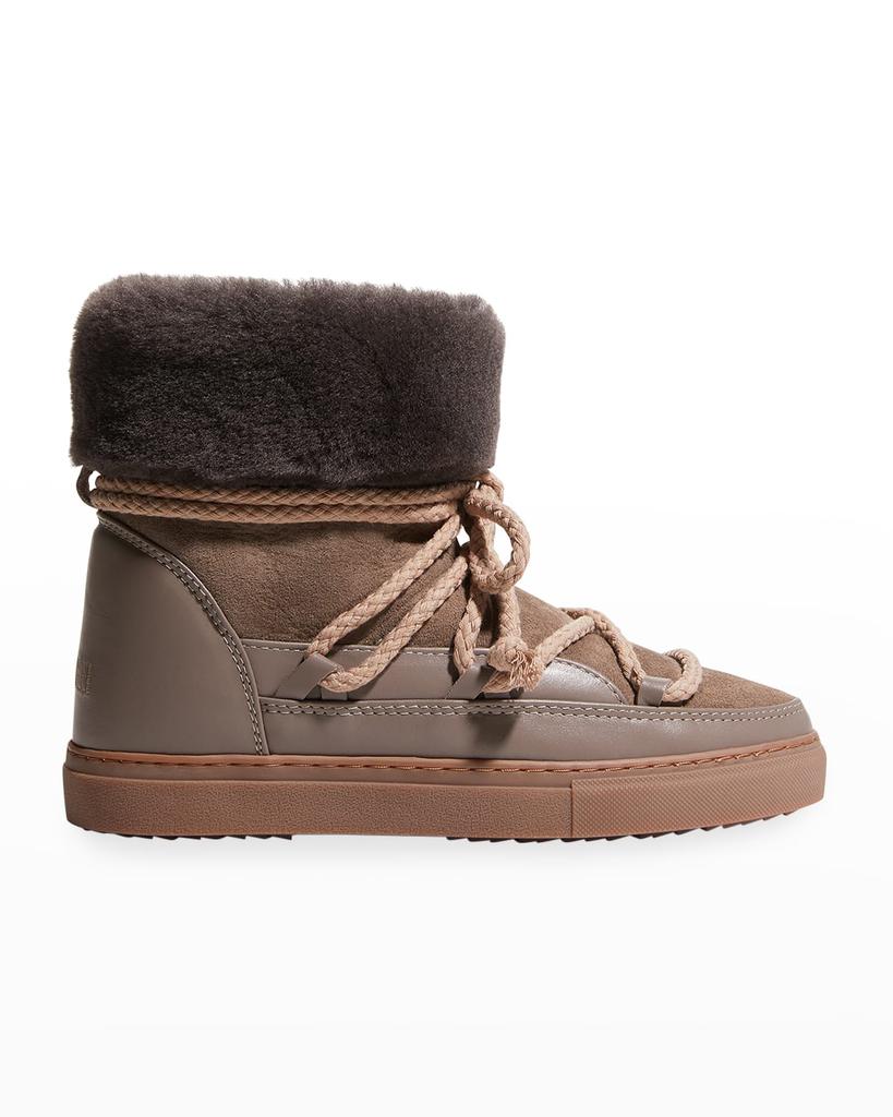 Classic Mixed Leather Shearling Snow Booties商品第1张图片规格展示